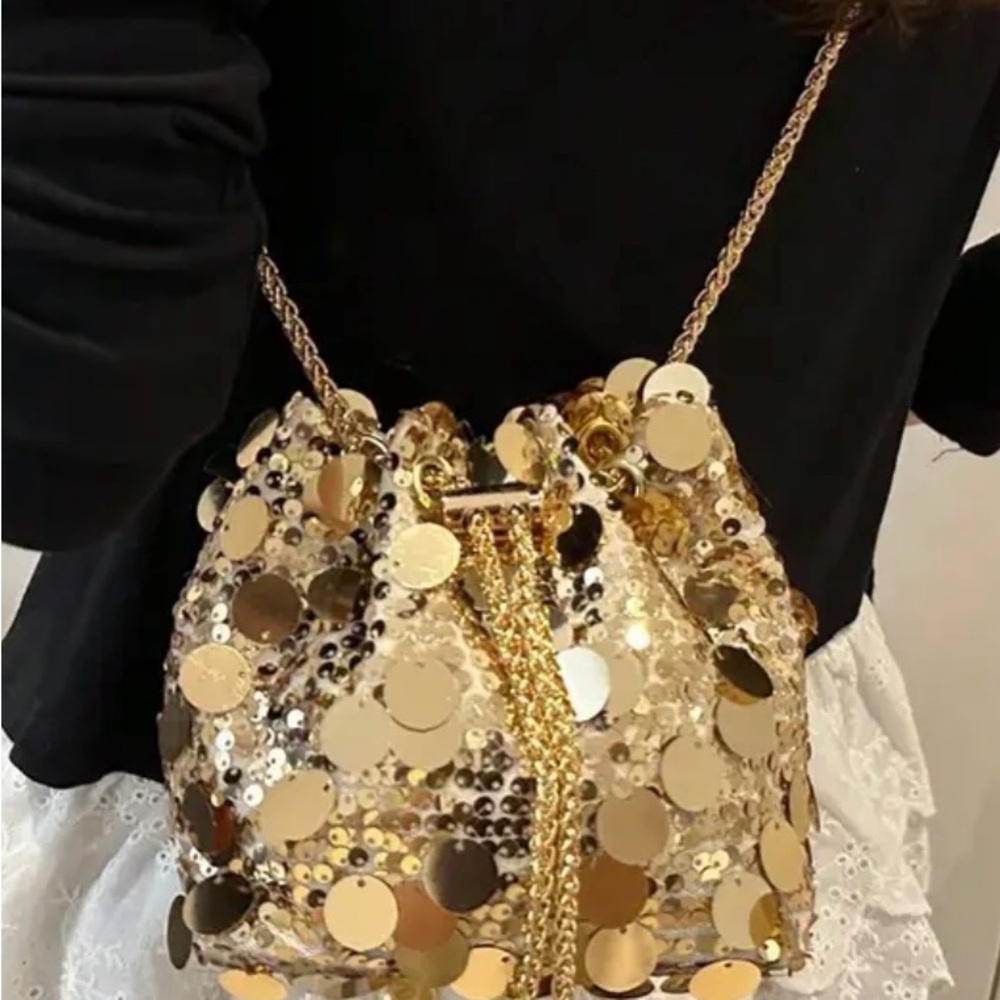 Gold Sequin Women's Bag NIP - Picture 4 of 4